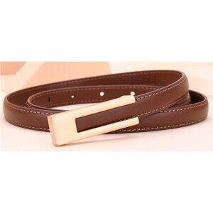 Women’s Leather Belt – Soft Calf Leather with Gold C-Shaped Buckle